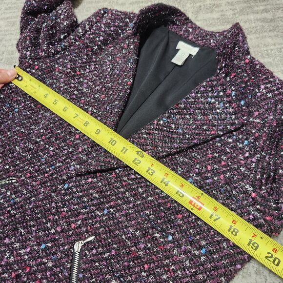Chico's Women's Sparkle Tweed Jacket purple size 0 or S ladies - Picture 4 of 12